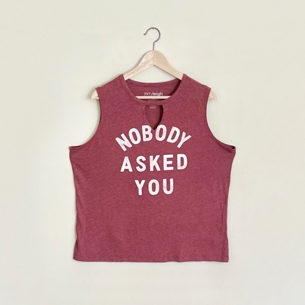 JERRYLEIGH “Nobody Asked You” Burgundy V-Neck Choker Tank Top Women’s Junior XXL
